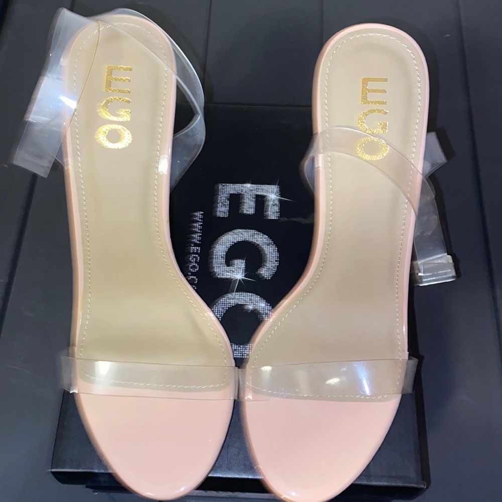 Ego clear heels US side 9 NWT